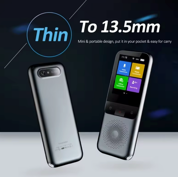 Портативний розумний голосовий перекладач, 134 мови, Wi-Fi, 1500мАч, 2/8GB, 5Мп, офлайн-пристрій для подорожей 7483-01 фото