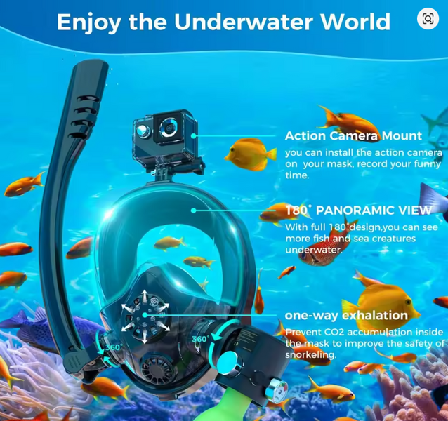 Маска "AquaDive Sku1" &mdash; комплект для подводного плавания с баллоном и насосом Sku1 фото