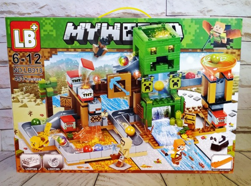 Конструктор Minecraft Шахта Кріпера (451 деталь), блоки, що світяться (LB313) LB313 фото