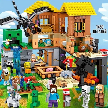 Конструктор Майнкрафт Minecraft Деревня крипера 29 минифигурок 1415 деталей (7132) 7132 фото