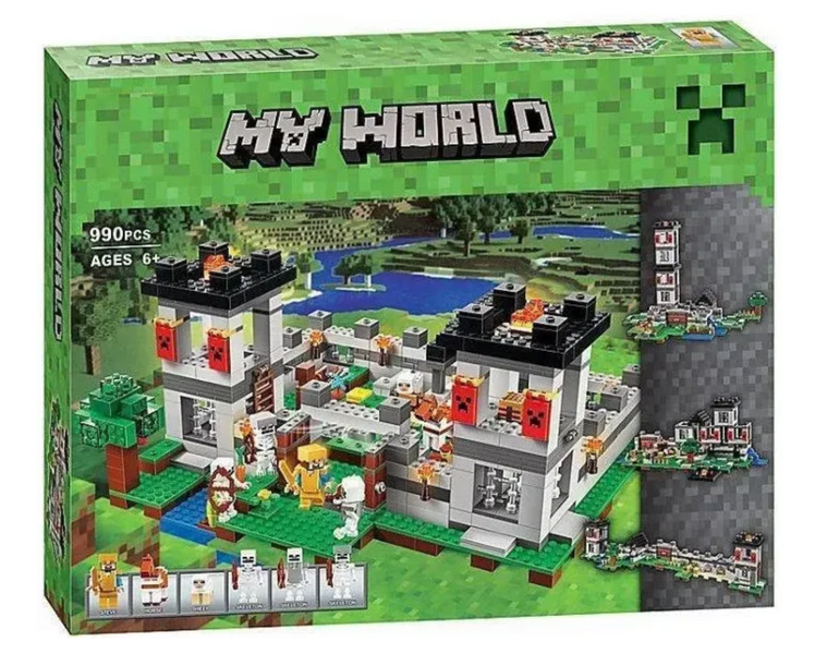 Конструктор Minecraft Облогова фортеця з вежами та мобами, 990 деталей MY WORLD (10472) 10472 фото