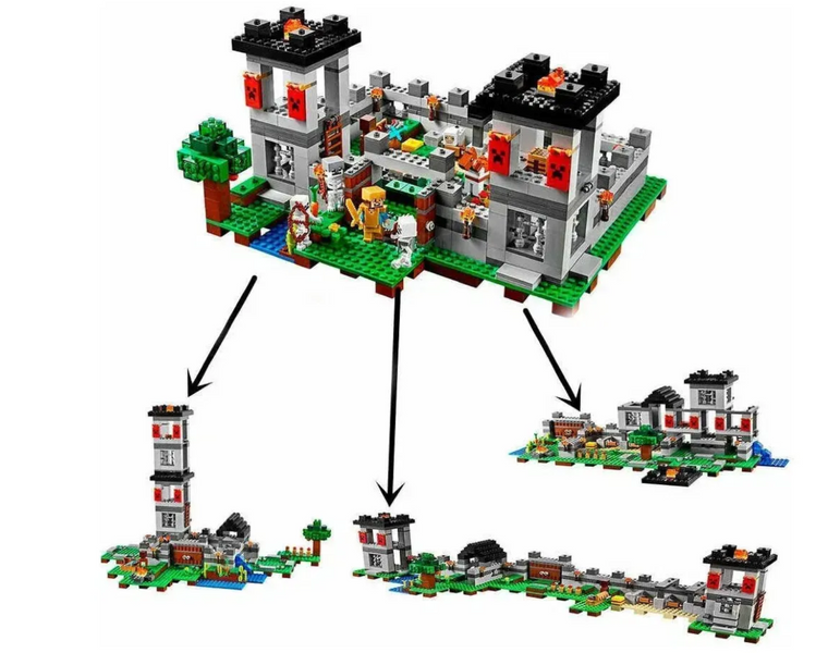 Конструктор Minecraft Облогова фортеця з вежами та мобами, 990 деталей MY WORLD (10472) 10472 фото
