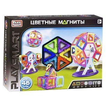 Детский магнитный конструктор Play Smart 2430 46 деталей 152N2430 фото