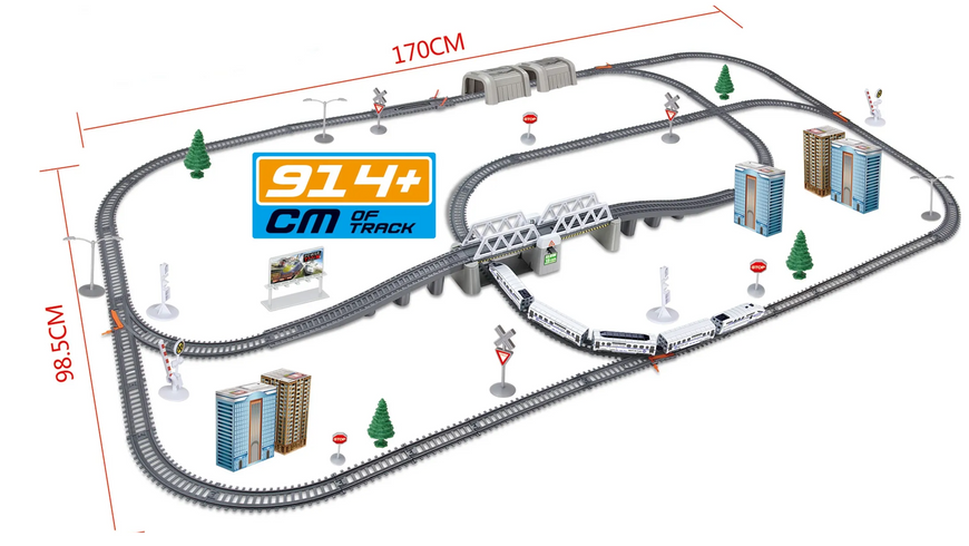 Ігровий залізничний набір Залізниця Поїзд Power Train World з великим треком 170&times;98 см, міст, станції, 3 вагони, 86 деталей ( 2181) 2181 фото